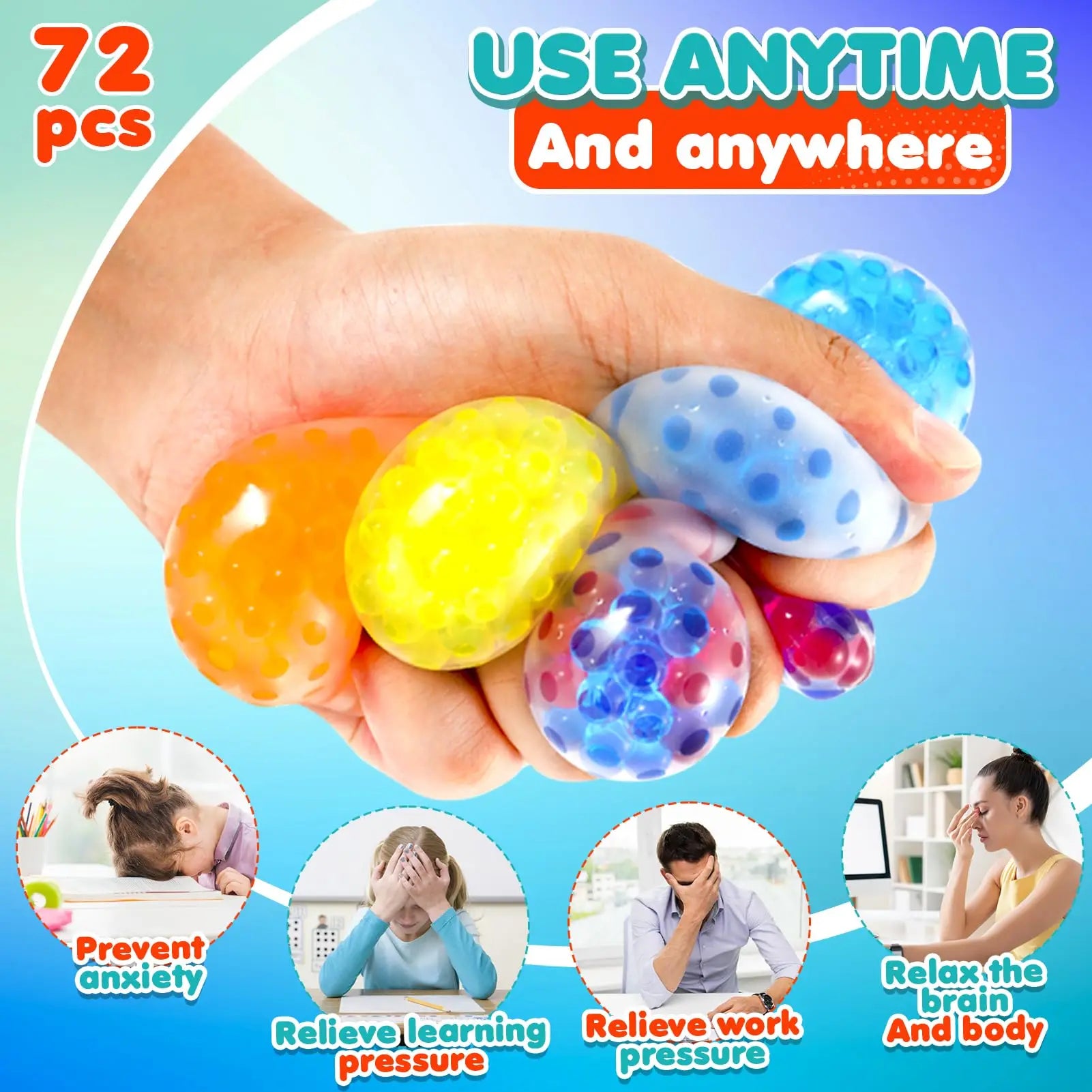 5 to 80 Pack Squishy Stress Balls | Bulk Fidget Toys for Anxiety Relief