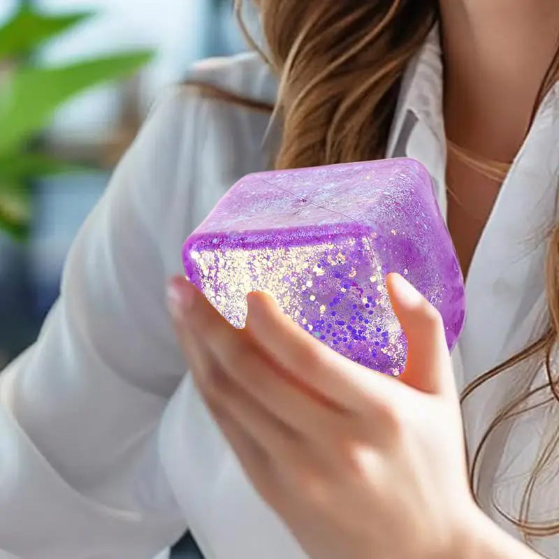 Maltose Cube Stress Squeeze Toy | Slow Rebound Polar Light Colorful TPR Block