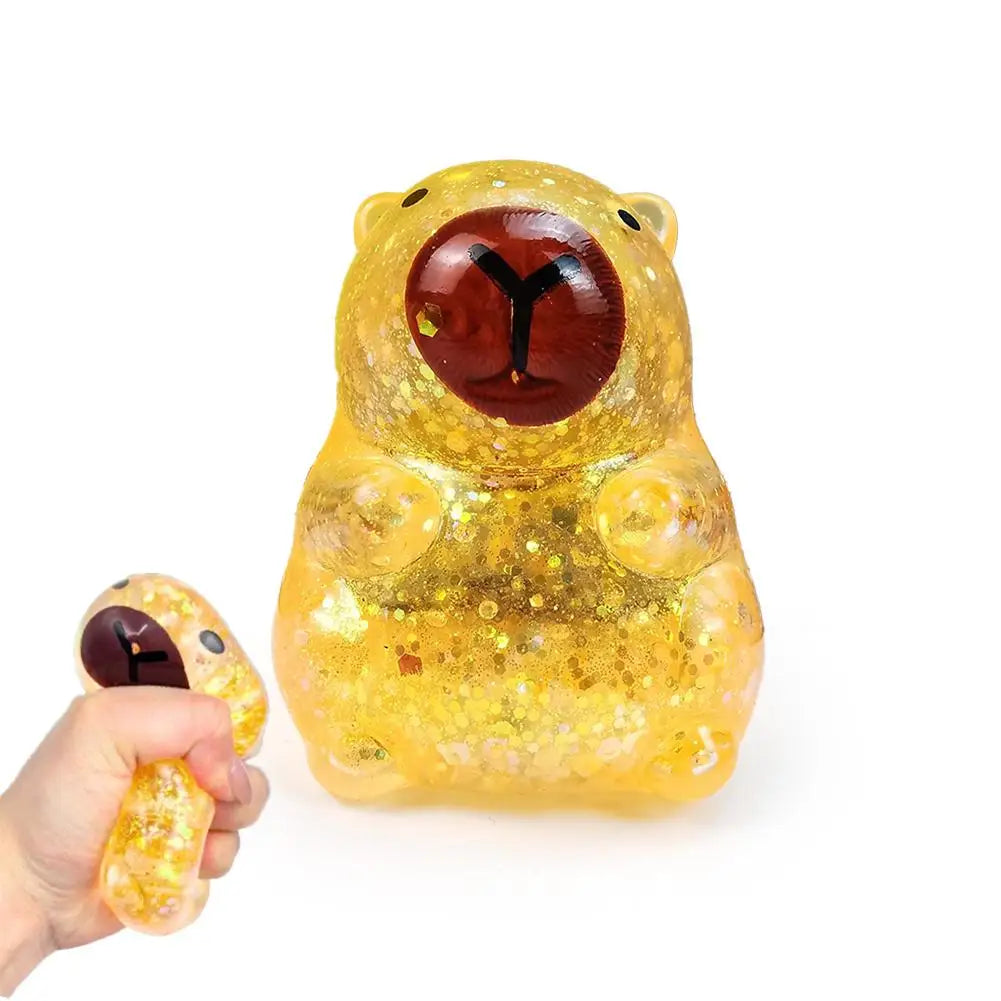 Cartoon Capybara Decompression Toy | Soft Glitter Gummy Fidget for Stress Relief