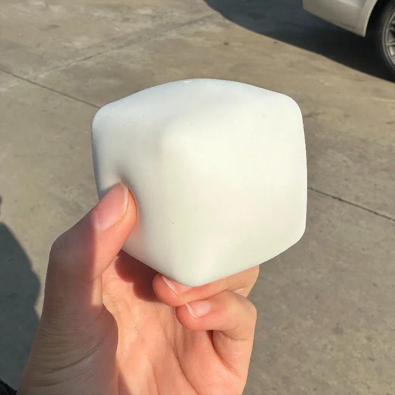 Squishy Milk White Tofu Toy | Cute Square Sensory Stress Relief Fidget