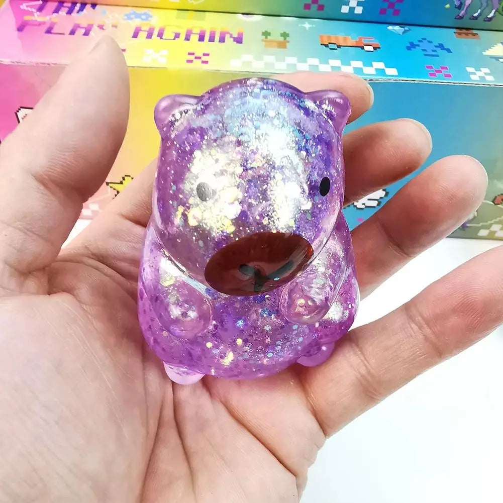 Cartoon Capybara Decompression Toy | Soft Glitter Gummy Fidget for Stress Relief