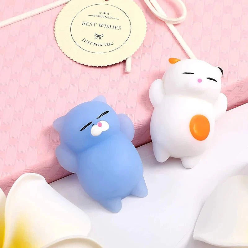 Random 5 Piece Kawaii Mochi Squishy Fidget Toy Set – Mini Soft Squeeze Toy