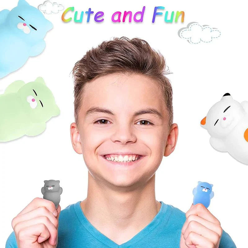 Random 5 Piece Kawaii Mochi Squishy Fidget Toy Set – Mini Soft Squeeze Toy