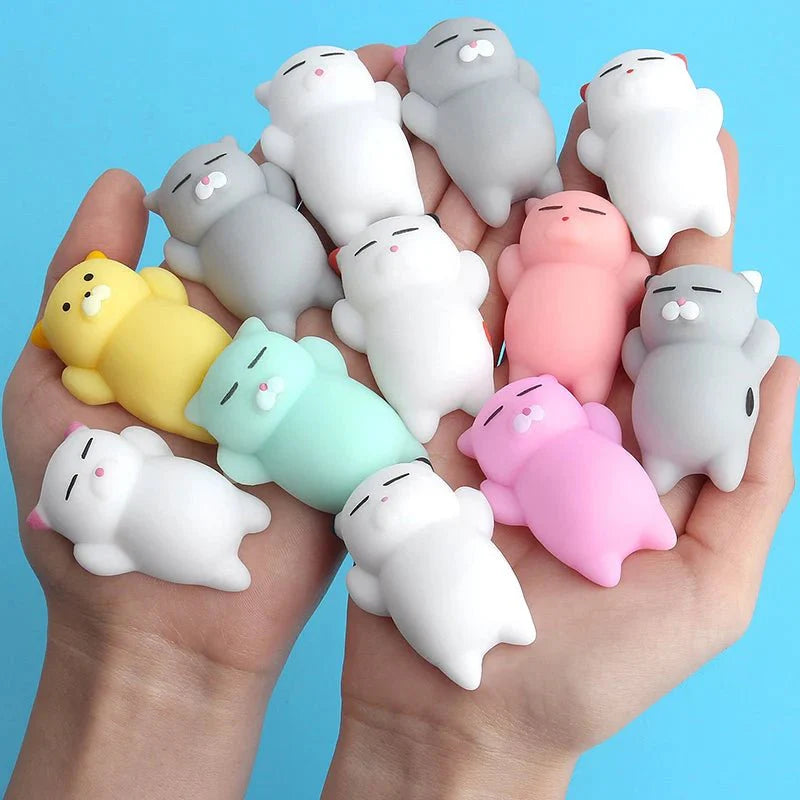Random 5 Piece Kawaii Mochi Squishy Fidget Toy Set – Mini Soft Squeeze Toy